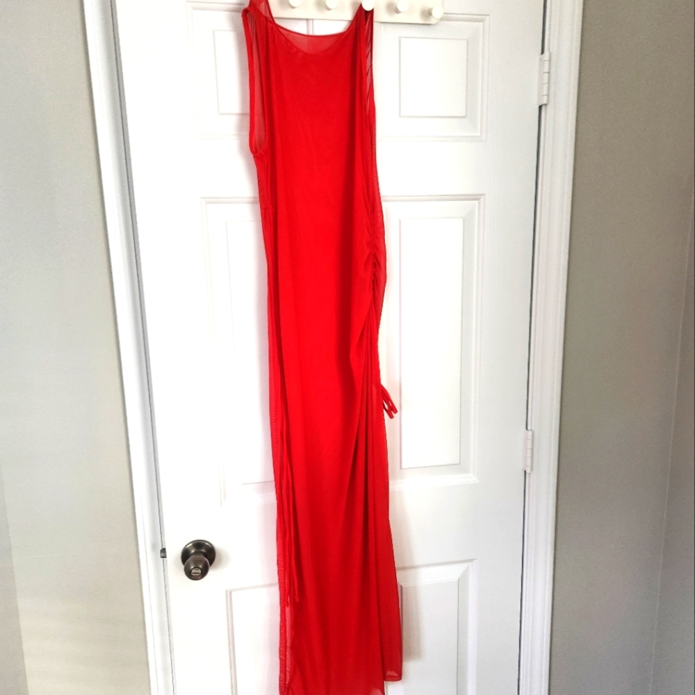 Sheer red maxi dress